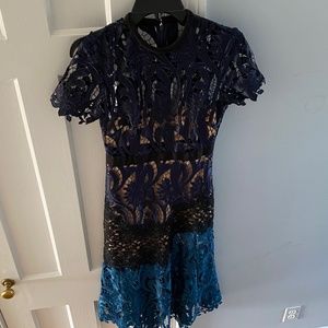 Self-Portrait Lace Pattern Midi Dress